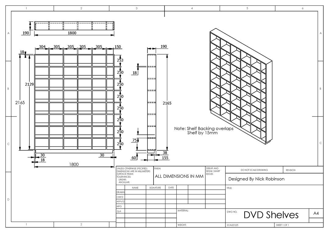 DVD SHELVES – TECHNICAL DRAWING